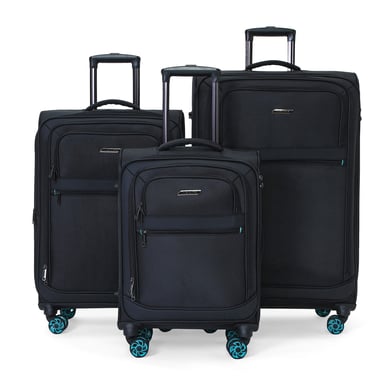 Maleta Soft Shell Negra de Poliéster 1680D con 8 Ruedas y Cierre TSA