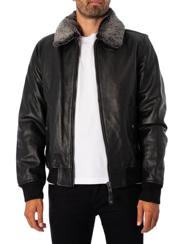 Schott Chaqueta De Vuelo De Cuero, Negro