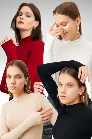 Bipantolon Pack de 4 bodis de mujer con abertura y cuello alto corto