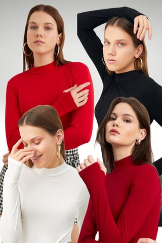 Bipantolon pack de 4 bodis de mujer con abertura y medio cuello alto