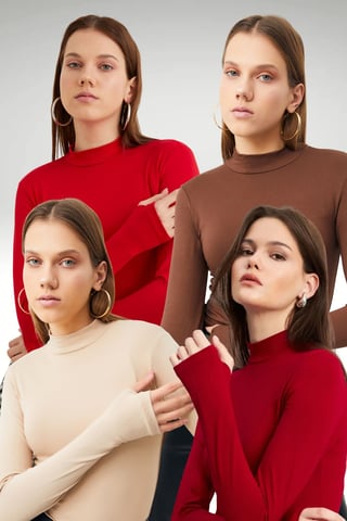 Bipantolon Pack de 4 bodies de mujer con abertura y medio cuello alto