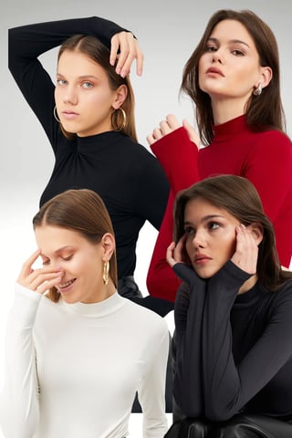 Bipantolon Pack de 4 bodis de mujer con abertura y medio cuello alto