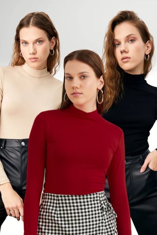 Bipantolon Pack de 3 bodies de cuello alto para mujer con corte slim