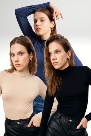 Bipantolon Pack de 3 bodies de cuello alto para mujer Slim Fit