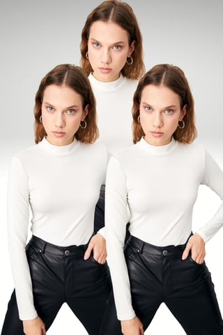 Bipantolon Pack de 3 bodis de mujer de cuello alto y corte slim