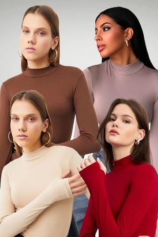 Bipantolon Pack de 4 bodies de mujer con cut-out y cuello alto medio