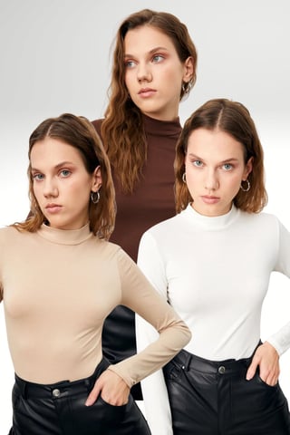 Bipantolon Pack de 3 bodis de cuello alto de mujer Slim Fit