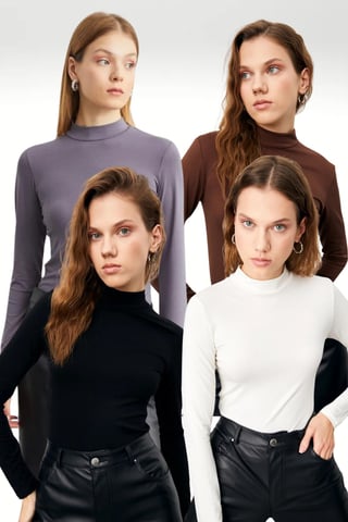 Bipantolon Pack de 4 bodys de cuello alto para mujer Slim Fit