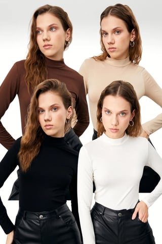 Bipantolon Pack de 4 bodies de mujer ajustados con cuello alto