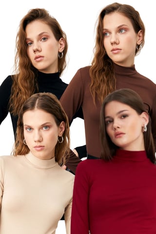 Bipantolon Pack de 4 bodis de cuello alto para mujer de corte ajustado