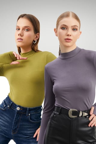 Bipantolon Pack de 2 bodis de mujer con cut-out y medio cuello vuelto
