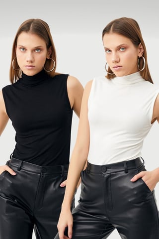 Pack de 2 bodies de mujer sin mangas y con medio cuello alto