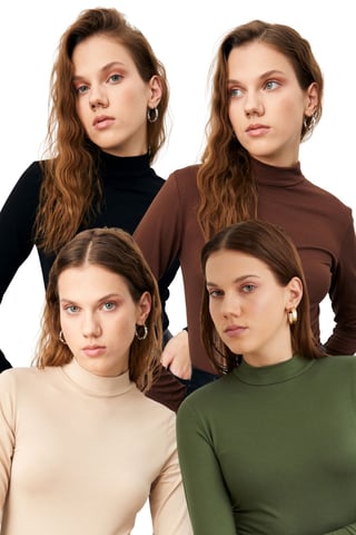 Bipantolon Pack de 4 bodis de cuello alto de corte ajustado para mujer