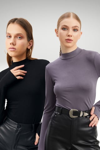 Bipantolon Pack de 2 bodies de mujer con abertura y medio cuello vuelto
