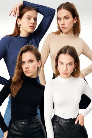 Bipantolon Pack de 4 bodies de cuello alto para mujer de corte slim