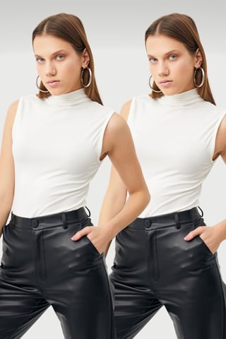 Bipantolon Pack de 2 bodies de mujer sin mangas con medio cuello vuelto