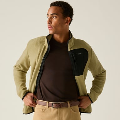 Regatta Chaqueta de forro polar Borg Frankie para hombre (beige desierto/negro)