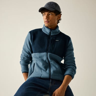 Regatta Chaqueta de forro polar de borreguito Frankie Colour Block para hombre (Grey Mirage/Navy)