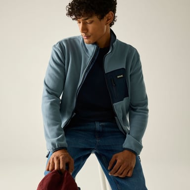 Regatta Frankie Chaqueta de forro polar para hombre con cremallera completa (Gris Mirage/Azul marino)
