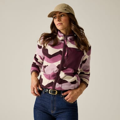 Regatta Frankie Chaqueta de forro polar de montaña para mujer/dama con cremallera completa (Rosa claro/Burdeos intenso/Blanco roto)
