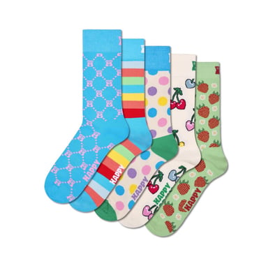 Happy Socks Calcetines de mujer con estampados variados, pack de 5 Turquesa/Verde/Multicolor
