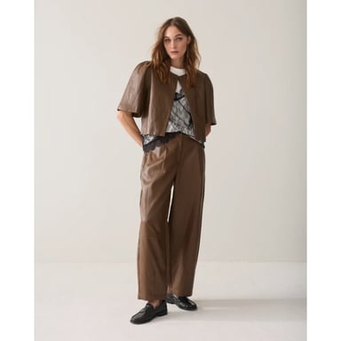 Summum 4s3043-12526 756 Pantalón Balloon Piel Sintética Suave Marrón Sepia