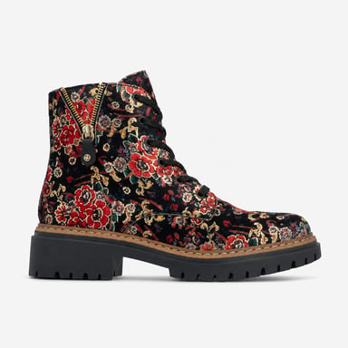 Rieker 72617 Botines de mujer Negros Estampado floral