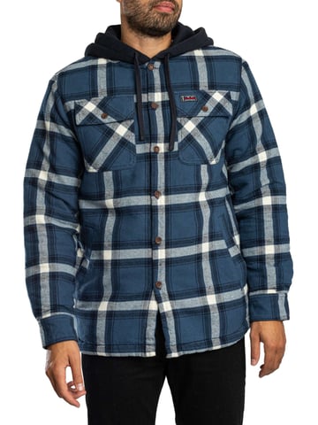 Superdry Sobrecamisa Con Capucha Forrada De Borrego, Azul