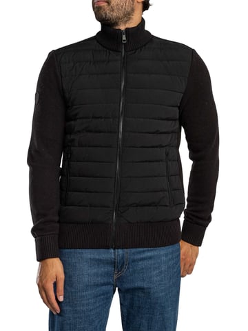 Superdry Chaqueta Híbrida Tipo Cárdigan, Negro