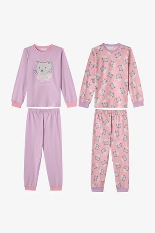 Penti Dainty Kitty conjunto de pijama de algodón para niña de manga larga