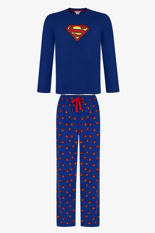 Conjunto de pijama de hombre Superman de cuadros con mangas largas