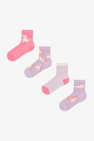 Calcetines de caña media de algodón para niña con motivo Unicorn Carousel, pack de 2 pares