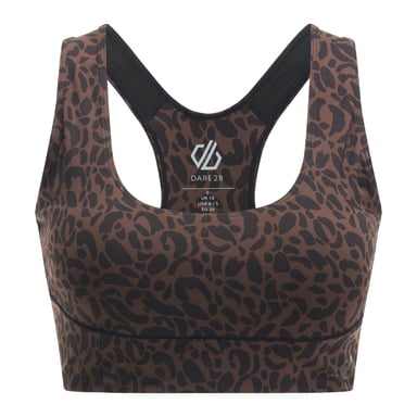 Dare 2B Sujetador deportivo de mujer Influential con estampado de leopardo (Hot Fudge)