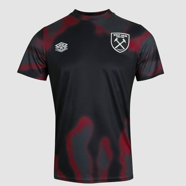 Umbro Camiseta de calentamiento infantil 24/25 West Ham United FC (Negro/Claret oscuro/Carbono)