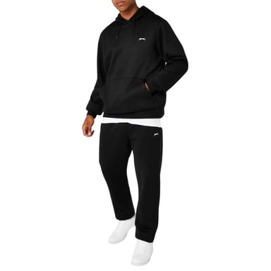 Slazenger Pantalones de felpa para hombre con bajo abierto (Negro)