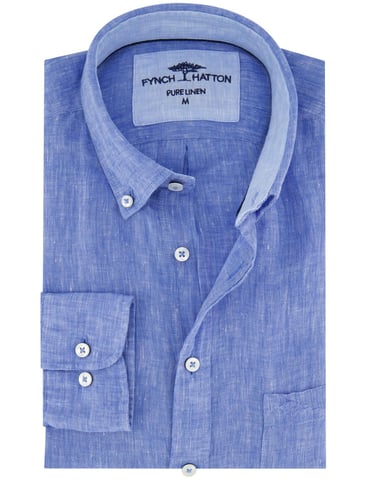 Fynch-Hatton Camisa de lino Azul medio