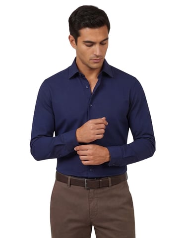 Boss Black P-Hank camisa lisa azul marino