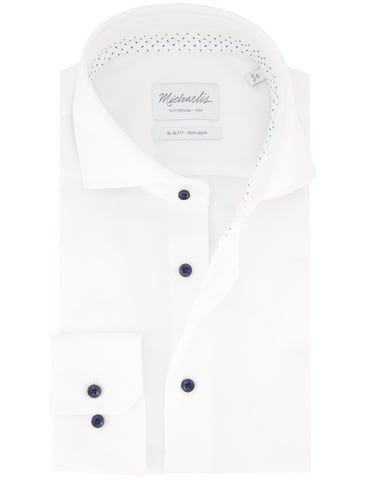 Michaelis camisa de algodón blanca slim fit lisa sin plancha