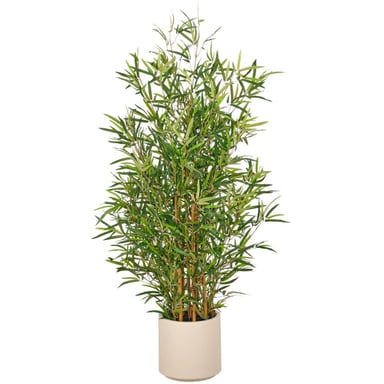 Kopu ® planta de bambú artificial 130 cm 1978 hojas maceta color crema Fargesia