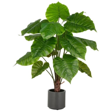 Kopu ® planta artificial de Alocasia 100 cm maceta gris oreja de elefante