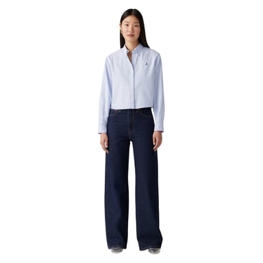 Levis Vaqueros de pierna ancha para mujer de mezcla de algodón (azul sombreado)