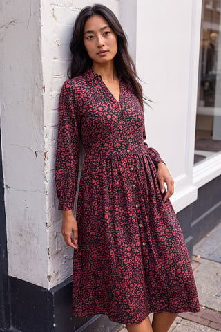 Vestido camisero elástico petite
