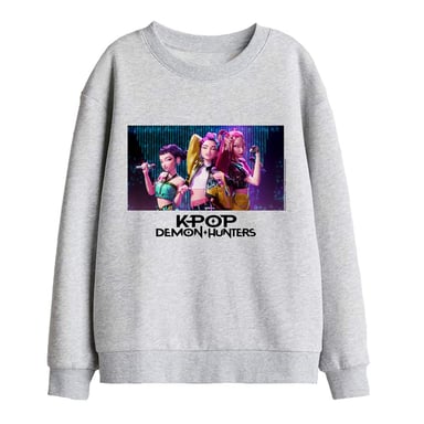 K-Pop Demon Hunters Sudadera infantil/para niños Huntrix Group Singing (Athletic Heather Heather)
