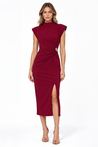 Busem Vestido midi de mujer con cuello alto corto