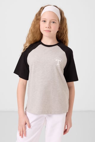 Camiseta de corte relajado con cuello redondo y estampado de texto
