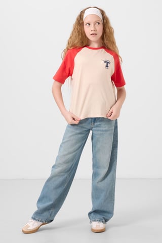 Camiseta de cuello redondo, corte relajado y estampado de texto