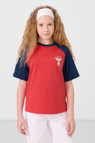 Camiseta de corte relajado con cuello redondo y estampado de texto