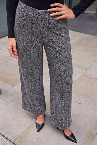 Pantalón petite de bouclé a rayas