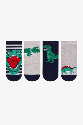 Dino Bite Calcetines tobilleros de algodón, pack de 4