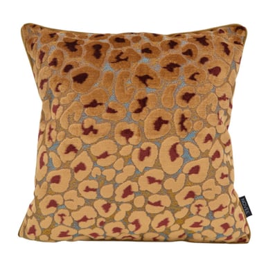 NOVÉE Leopard funda de cojín marrón/burdeos | 45x45 cm | terciopelo/poliéster